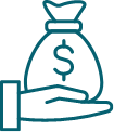 Icon Geldsack auf Hand